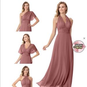 Azazie desert rose bridesmaid dress